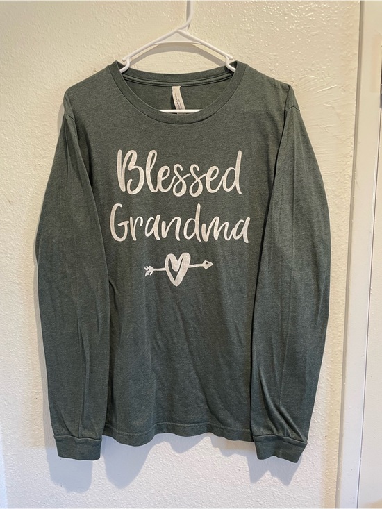 Bella Canvas Tops - ✨ Bella+Canvas “Blessed Grandma” Heather Green Graphic Tee Long Sleeve L ✨